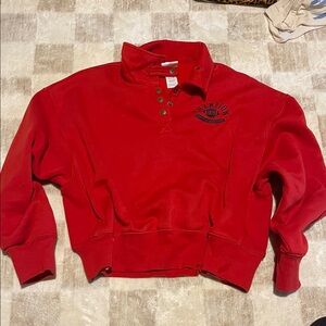 Champion Red Zip-Up Mock Neck Sweatshirt